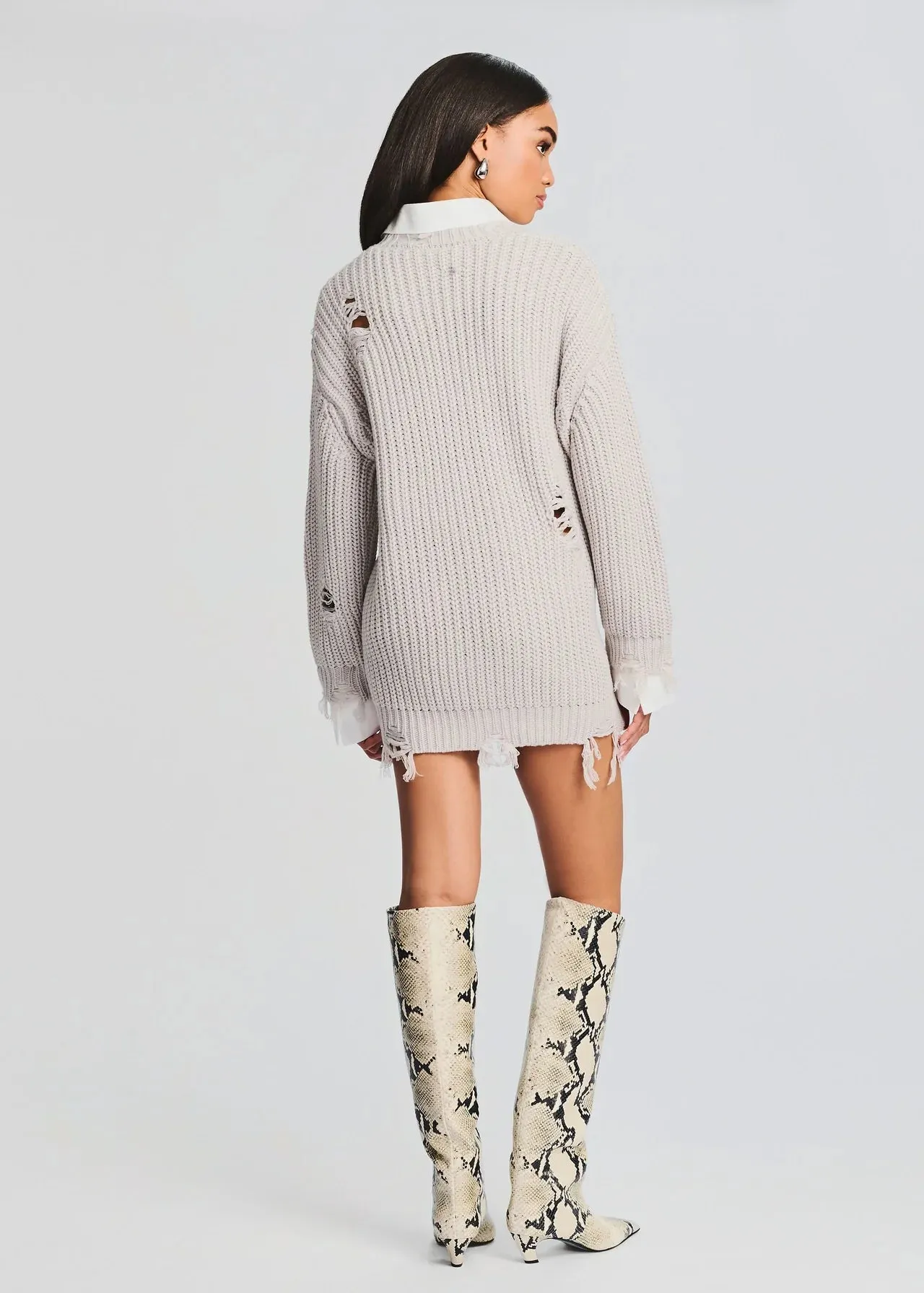 Chloe Sweater Dress - Silver