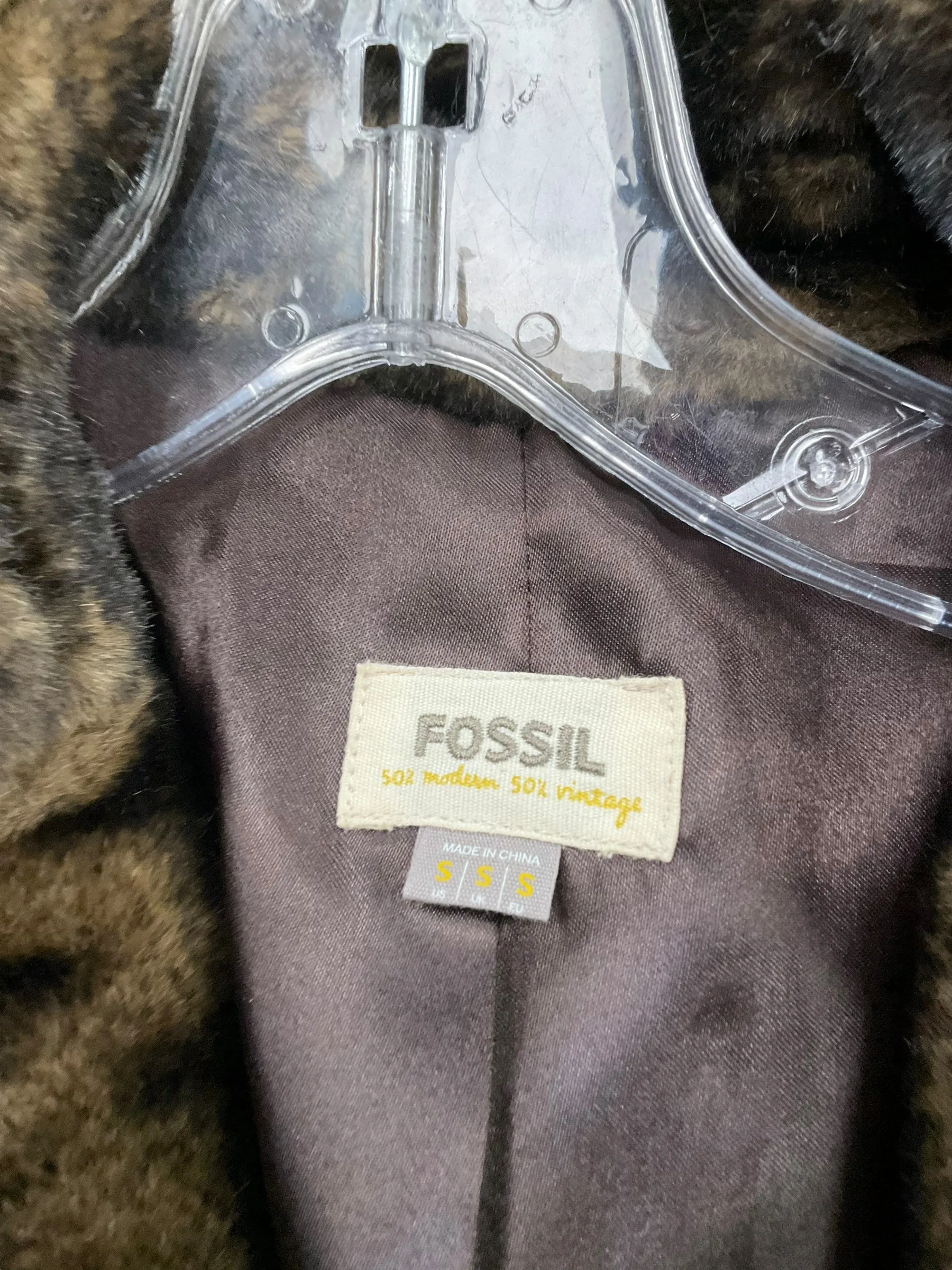 Coat Faux Fur & Sherpa By Fossil In Floral Print, Size: S