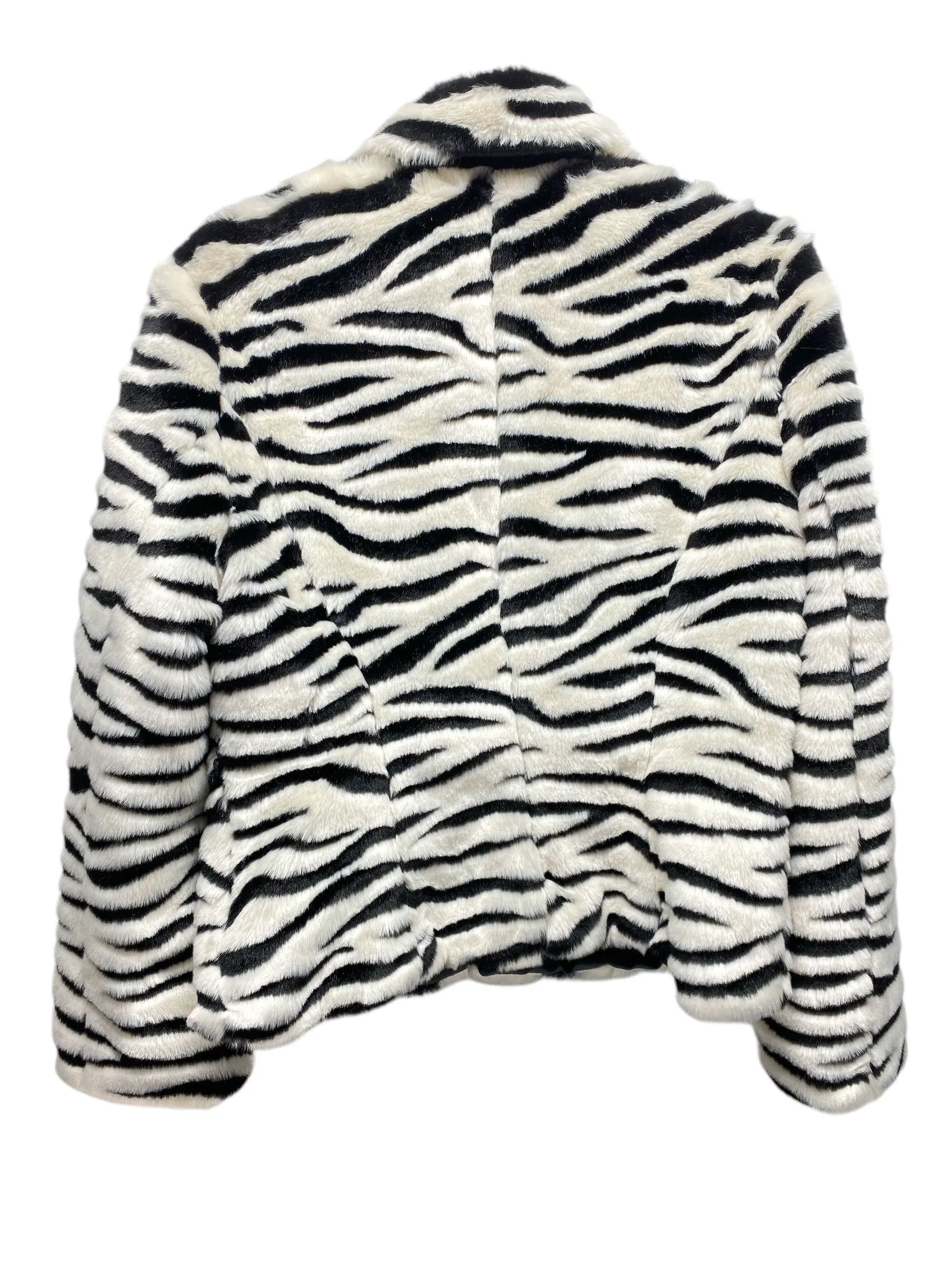 Coat Faux Fur & Sherpa By Nine West In Zebra Print, Size: M