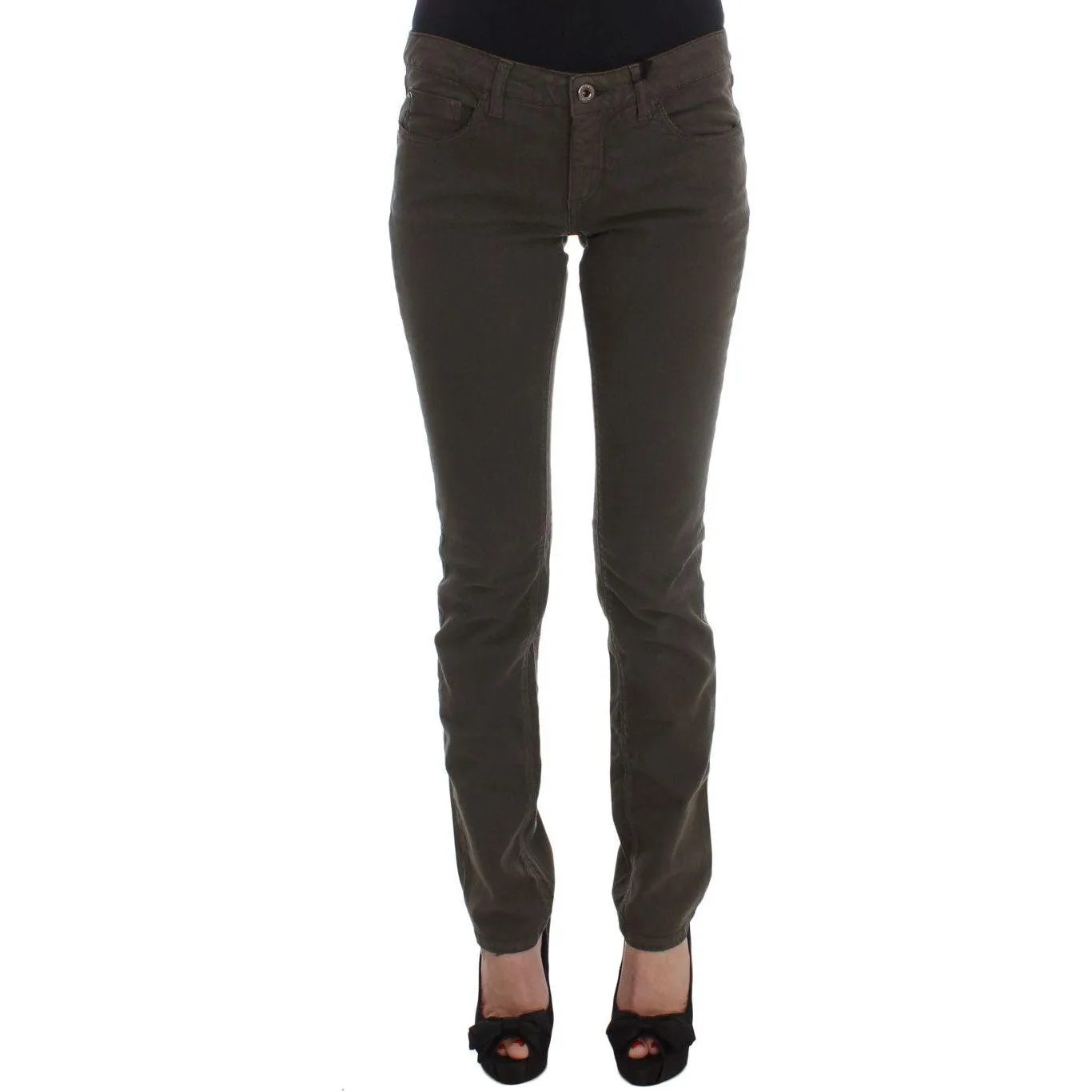 Costume National Chic Slim Fit Green Cotton Jeans