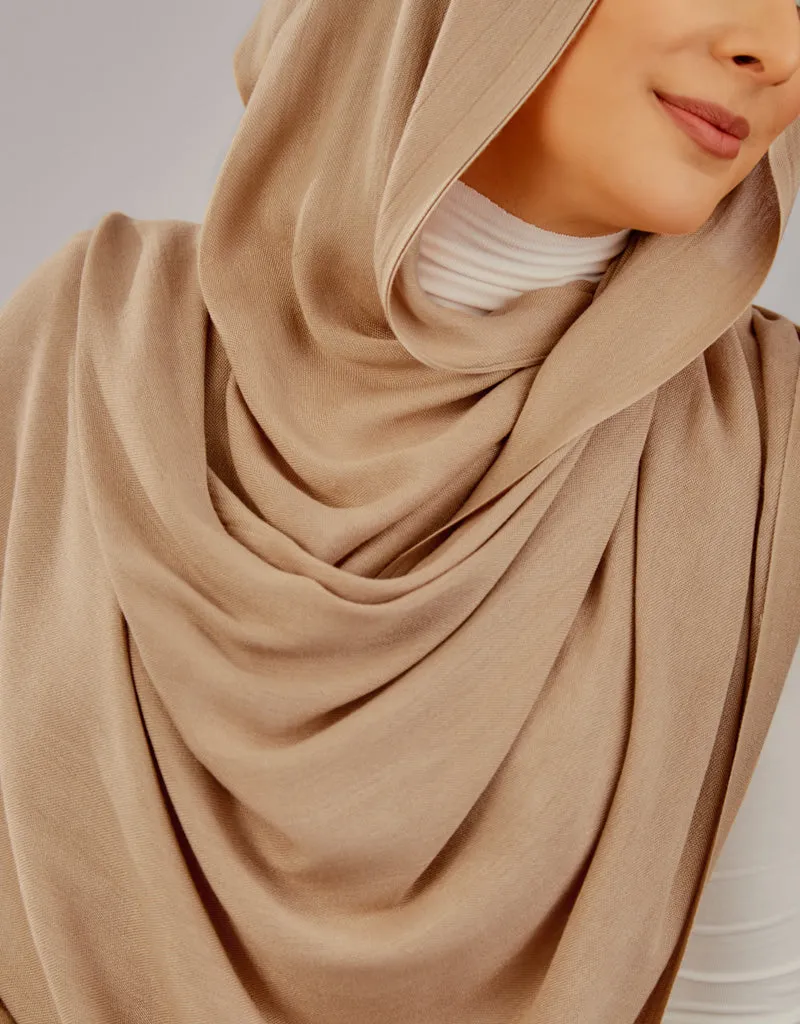 Cotton Tassel Twisted Shawl - Shades of Light Brown