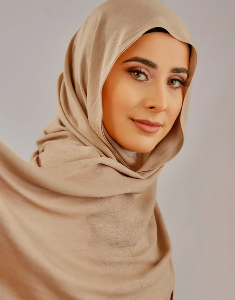 Cotton Tassel Twisted Shawl - Shades of Light Brown