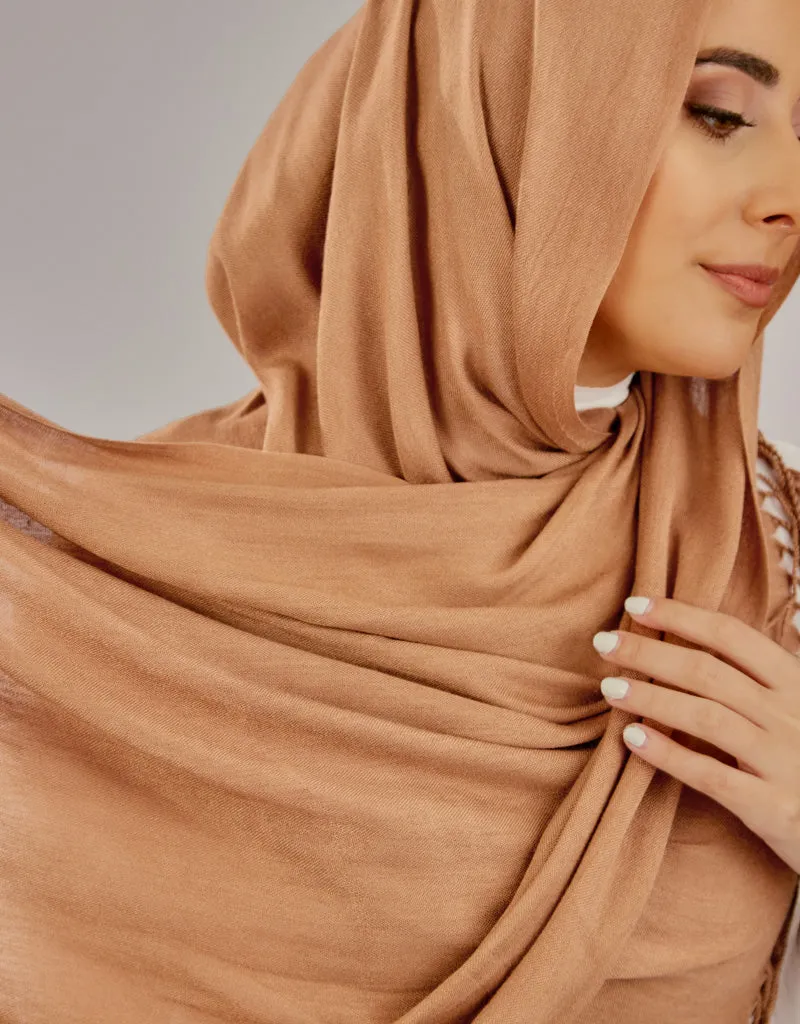 Cotton Tassel Twisted Shawl - Shades of Light Brown