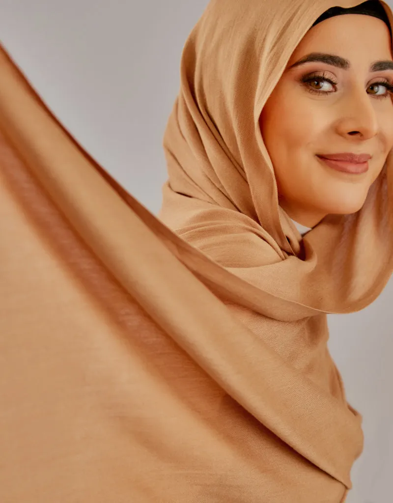 Cotton Tassel Twisted Shawl - Shades of Light Brown