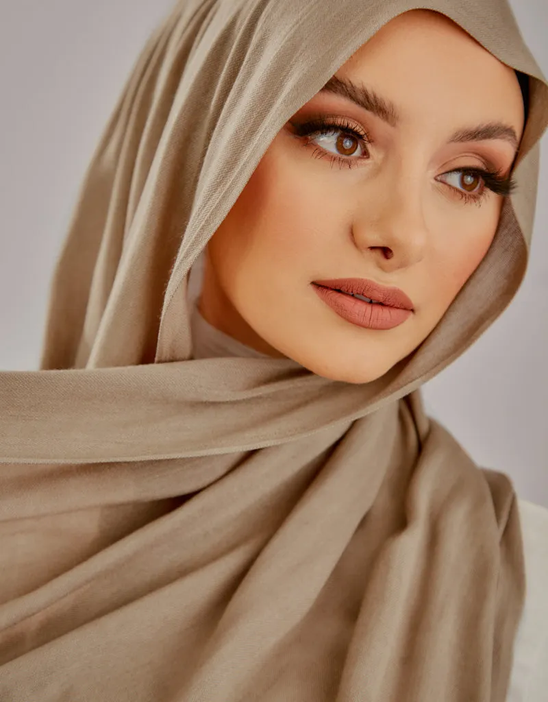 Cotton Tassel Twisted Shawl - Shades of Light Brown