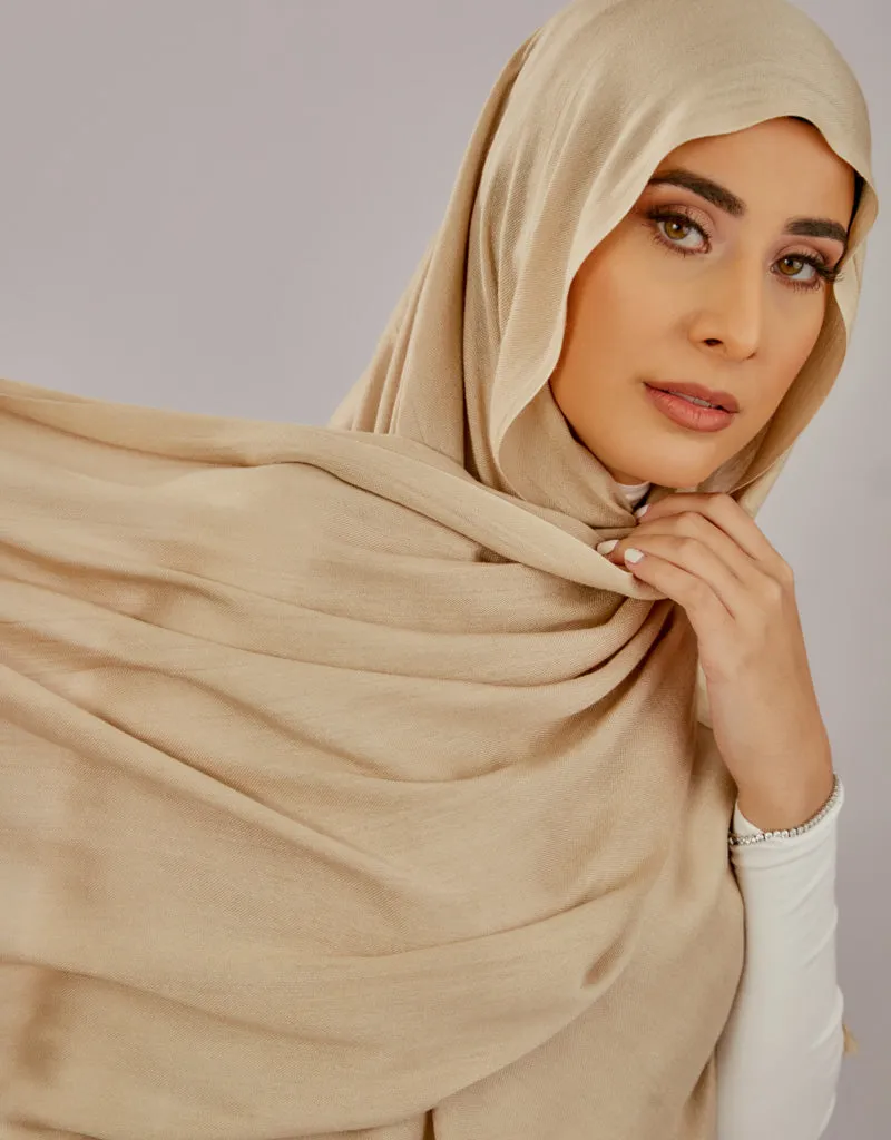 Cotton Tassel Twisted Shawl - Shades of Light Nude