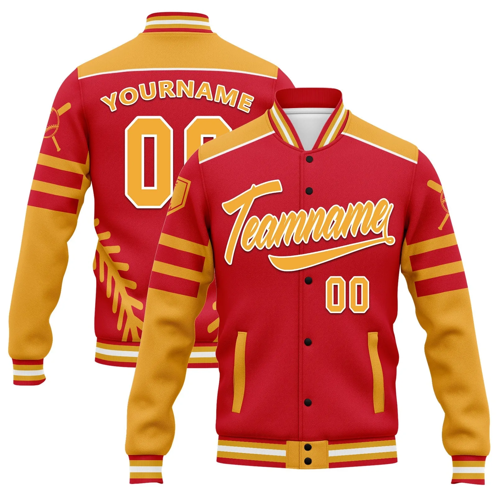 Custom Jacket Bomber Full-Snap Varsity Letterman Personalized Jacket FZ005-D023003-10