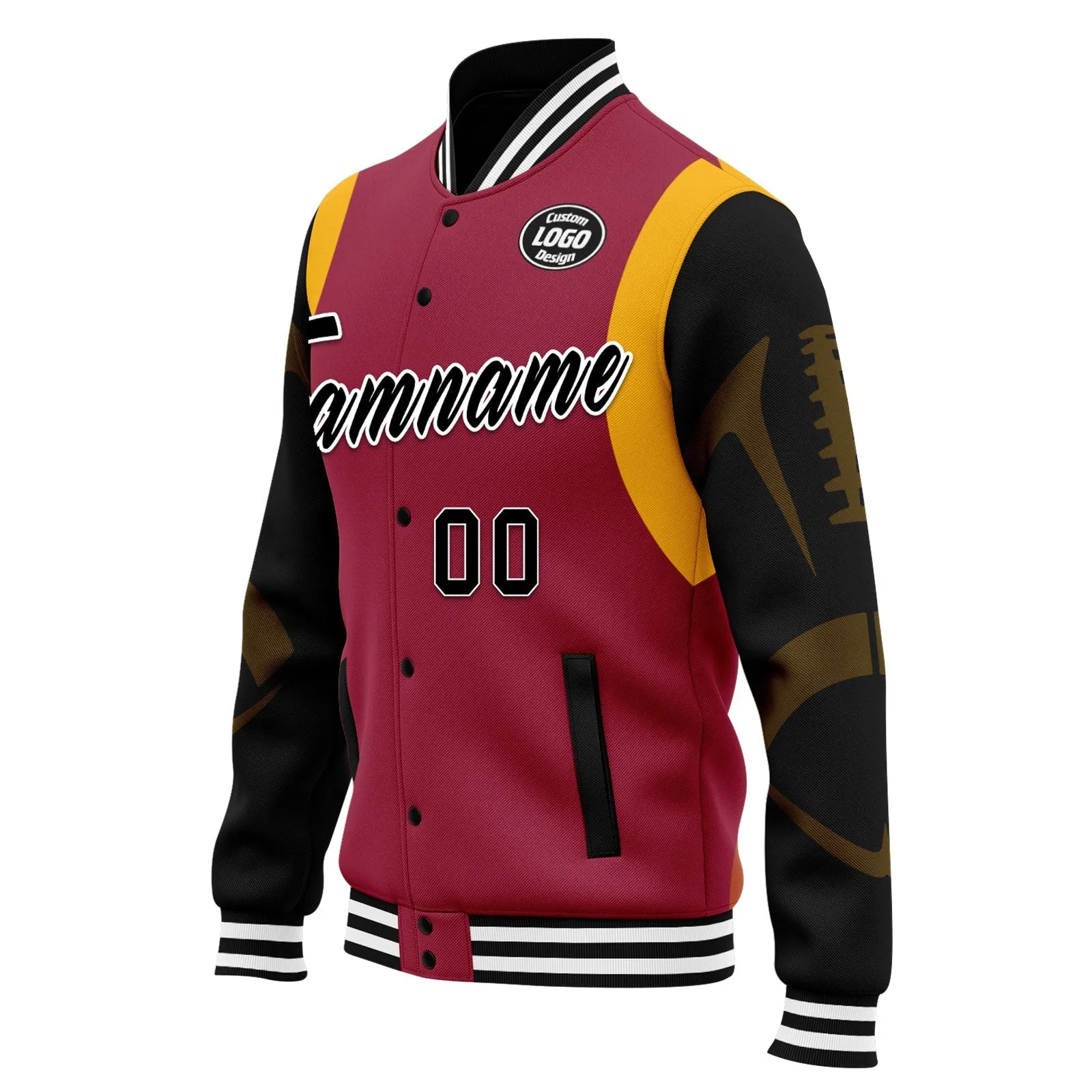 Custom Red Arizona Jacket Bomber Full-Snap Varsity Letterman Personalized Jacket FZ005-D025004-1