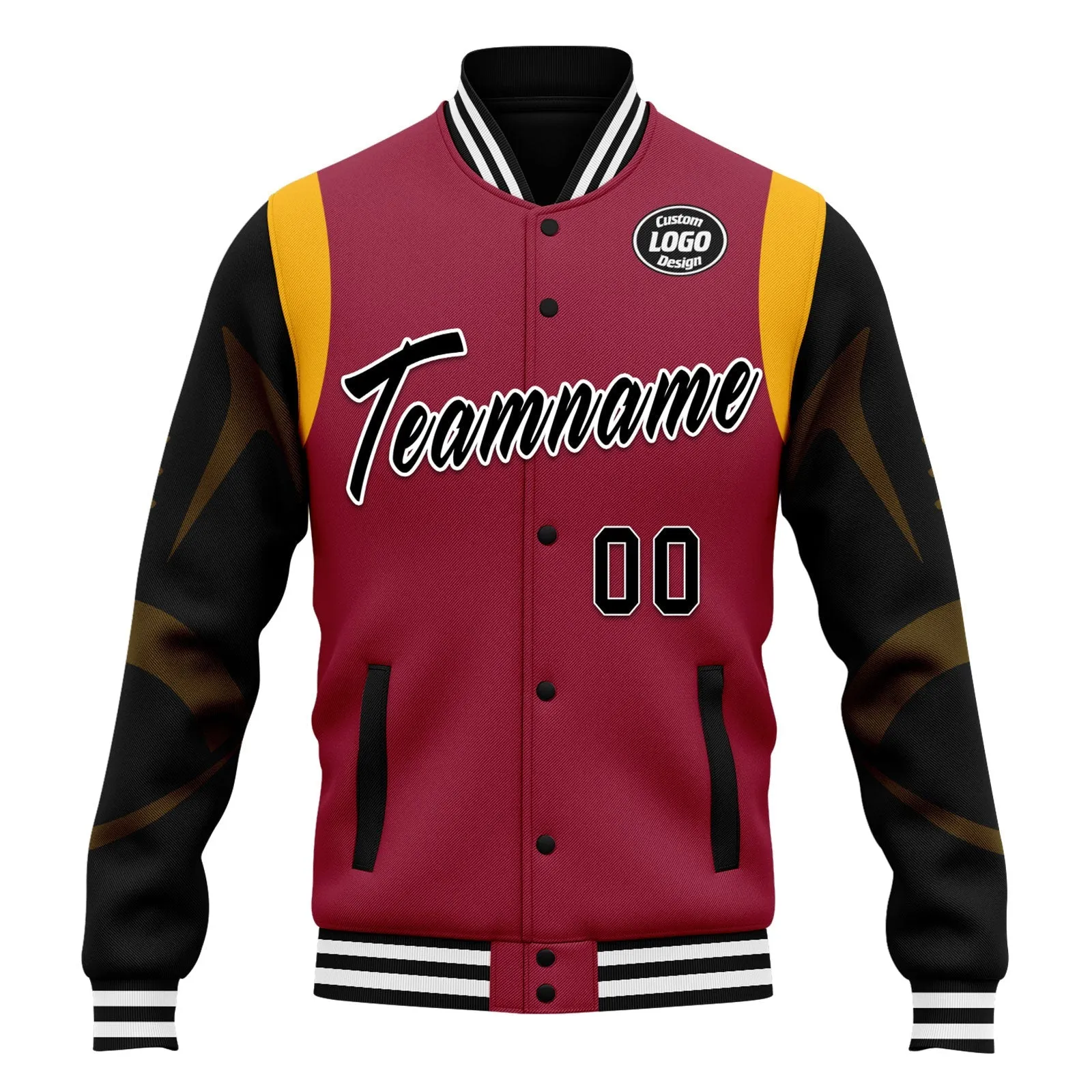 Custom Red Arizona Jacket Bomber Full-Snap Varsity Letterman Personalized Jacket FZ005-D025004-1