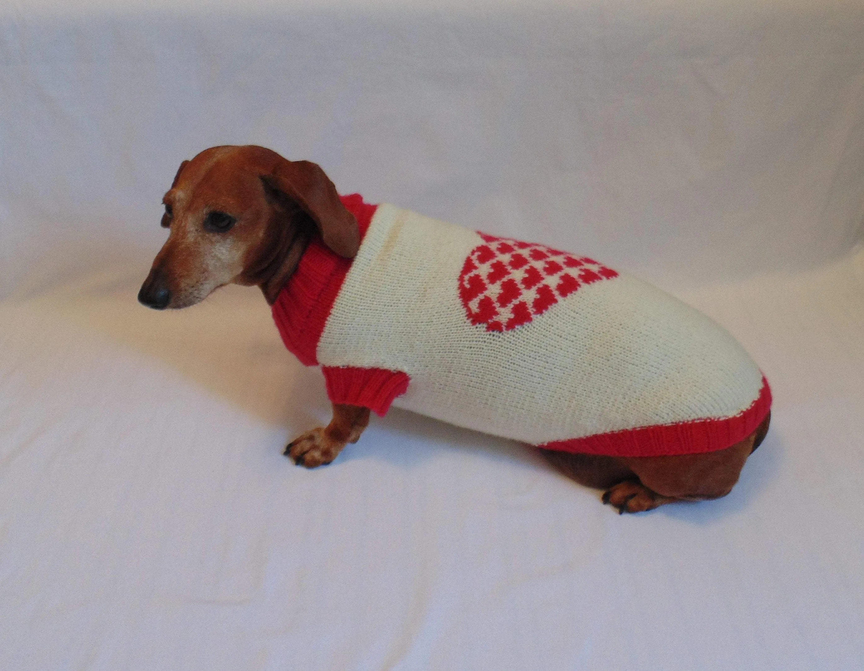 Dachshund clothes Heart knitted sweater