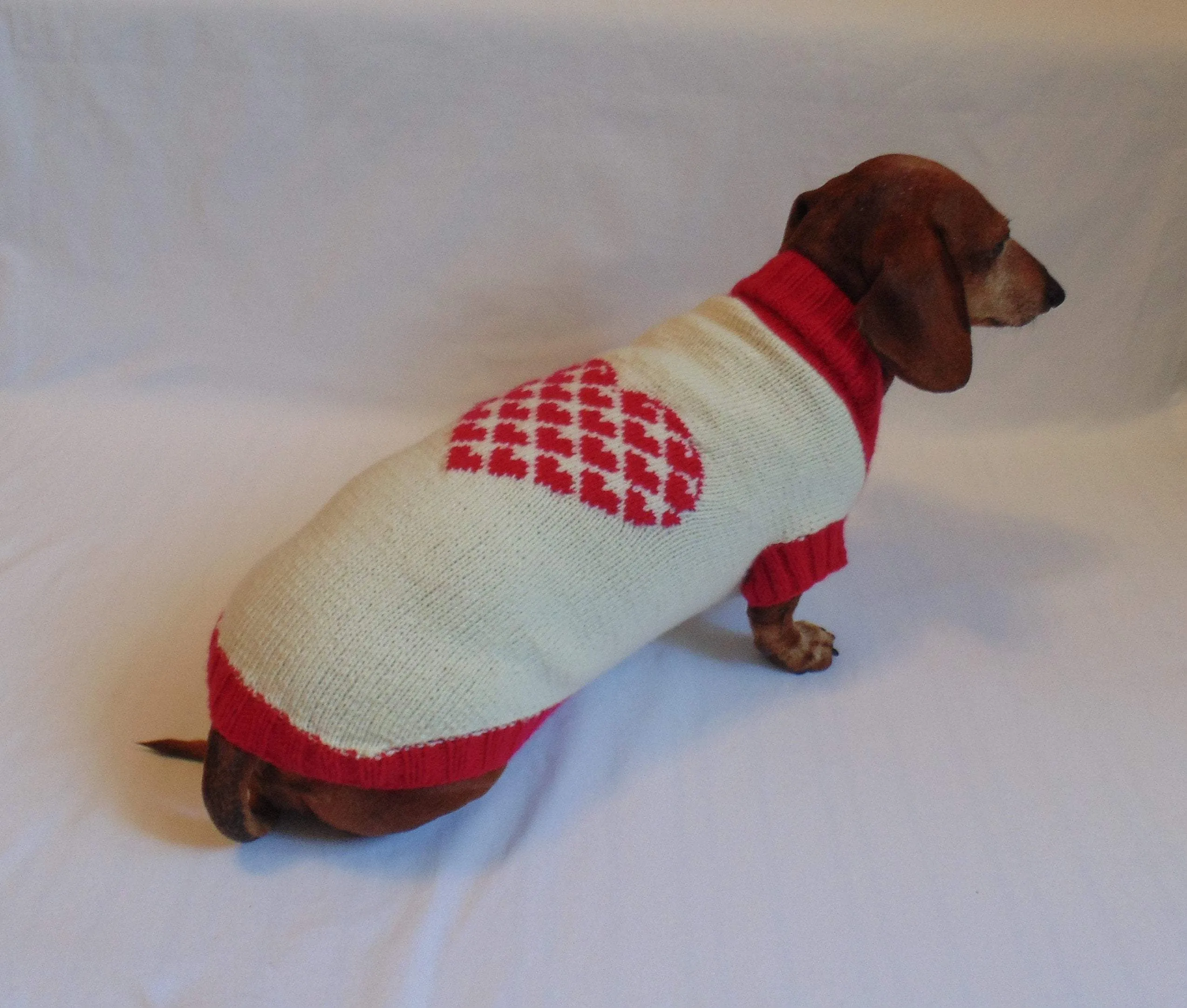 Dachshund clothes Heart knitted sweater