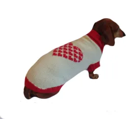 Dachshund clothes Heart knitted sweater