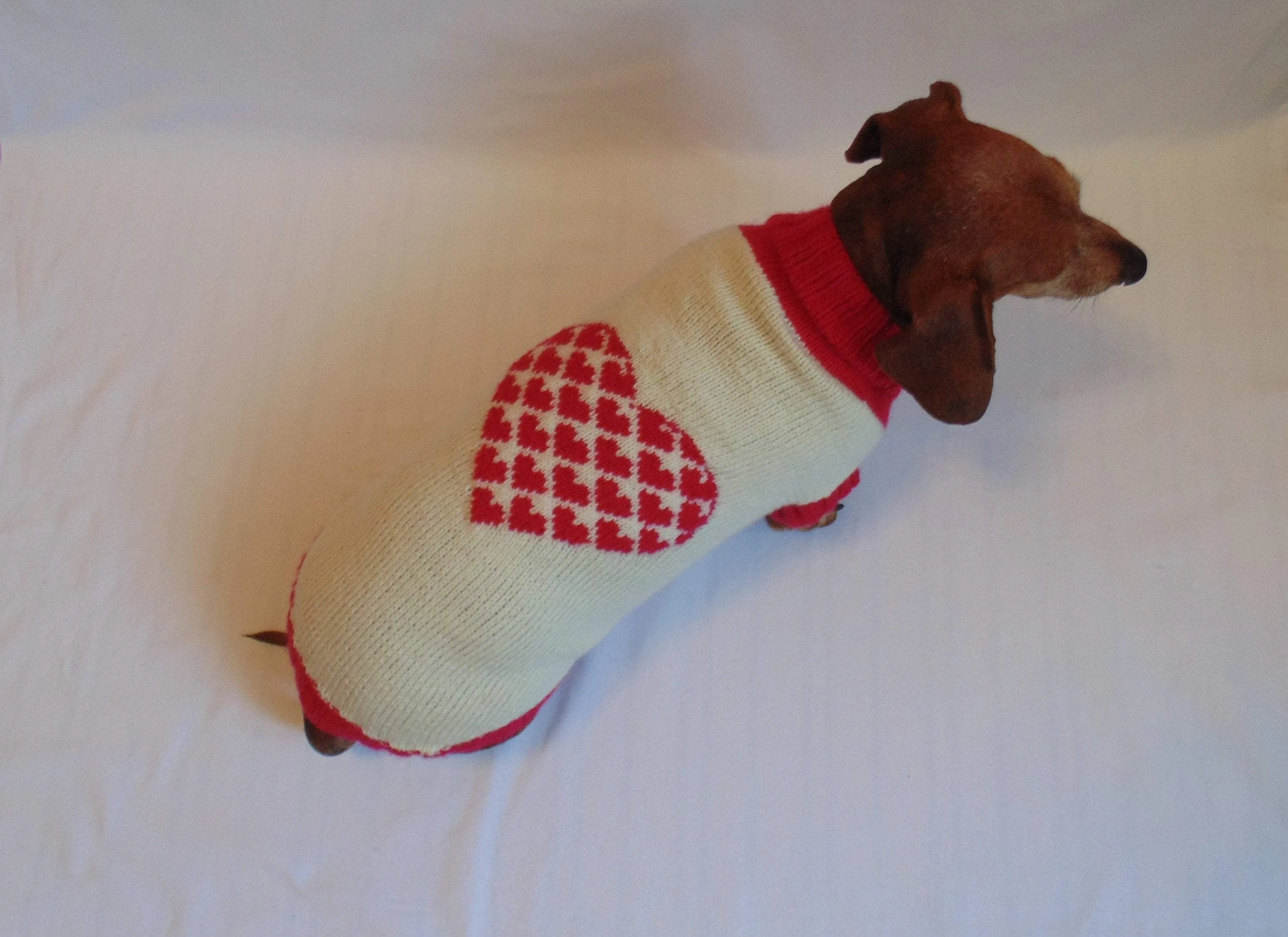 Dachshund clothes Heart knitted sweater