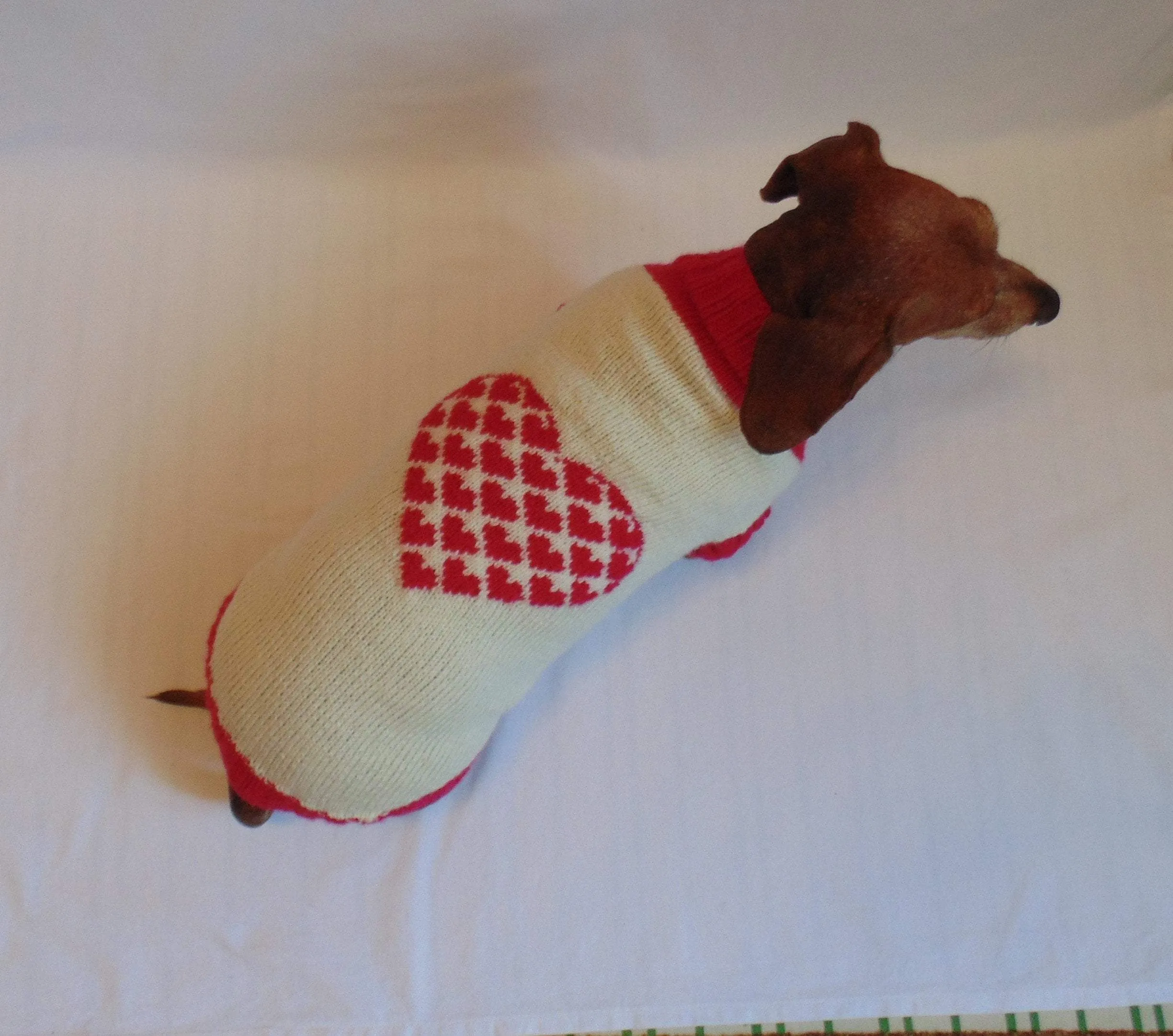 Dachshund clothes Heart knitted sweater