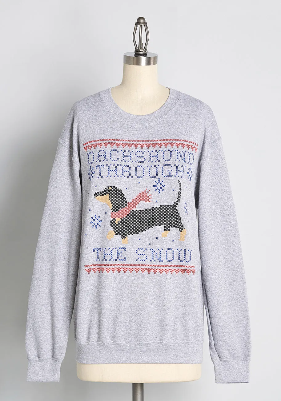 Dachshund Through The Holidays Graphic Sweatshirt