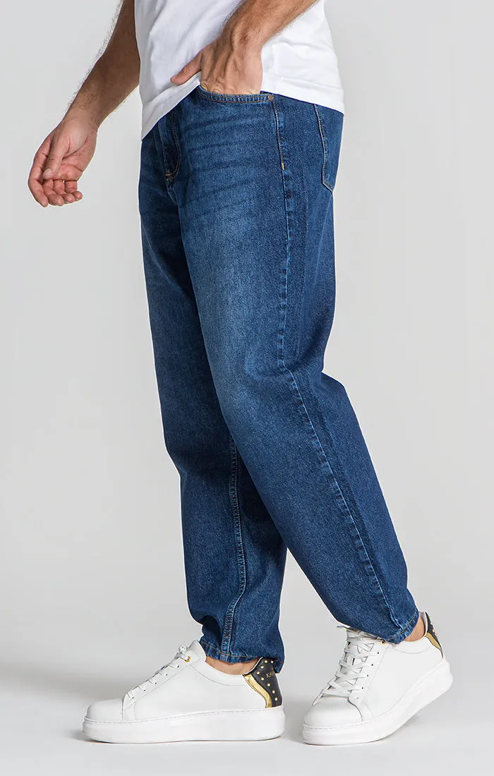 Dark Blue Balloon Leg Jeans