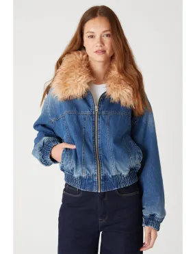 Denim Bomber Jacket, Cozy Up