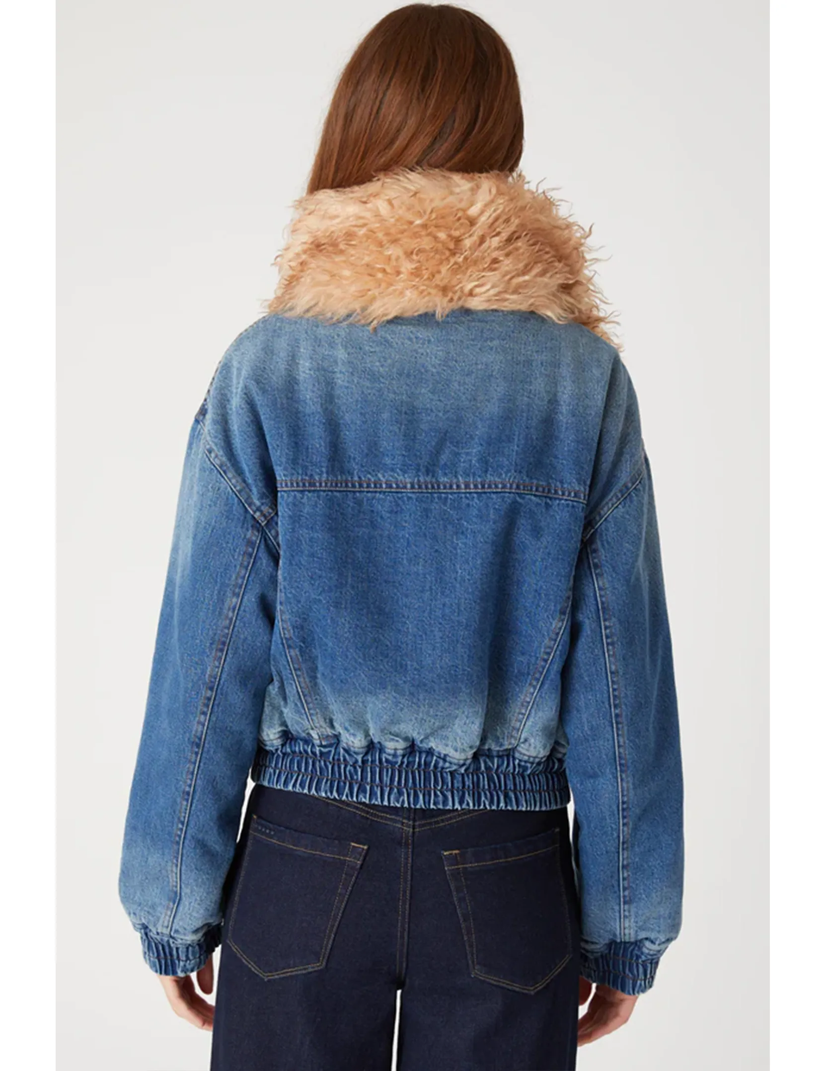 Denim Bomber Jacket, Cozy Up