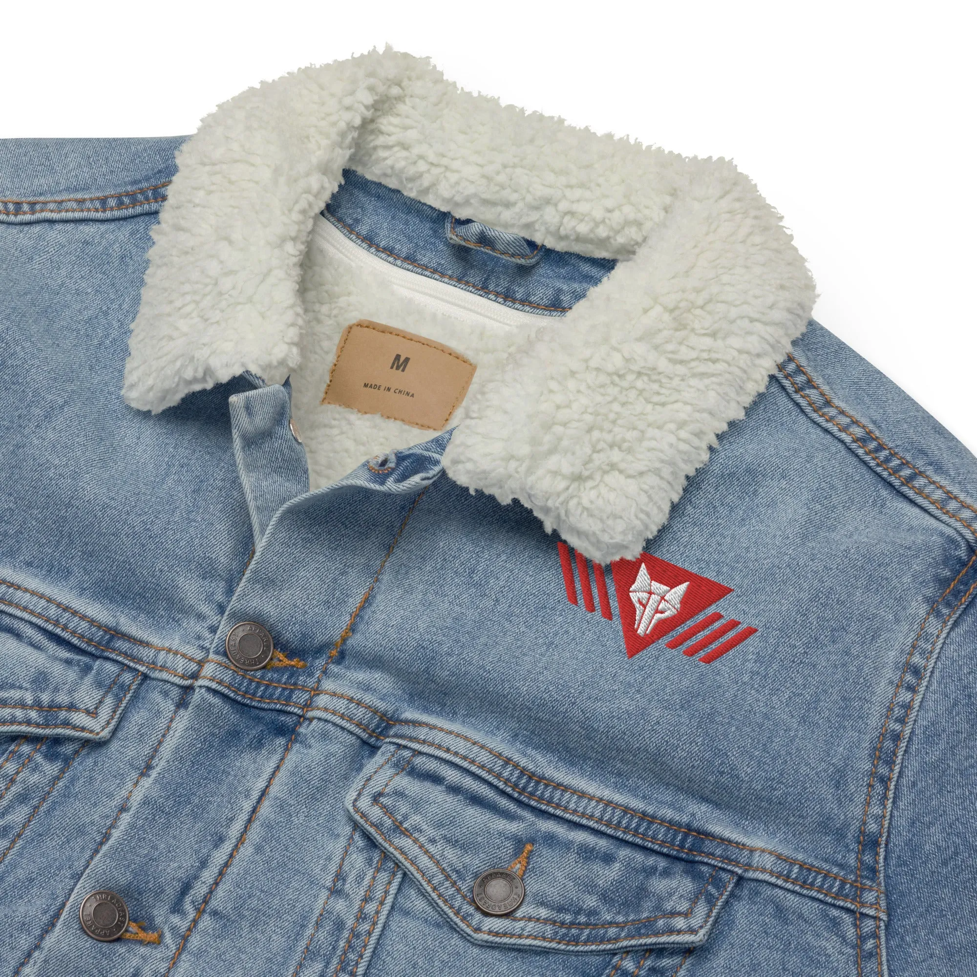 Denim Embroidered Howler Sherpa Jacket (Blue)