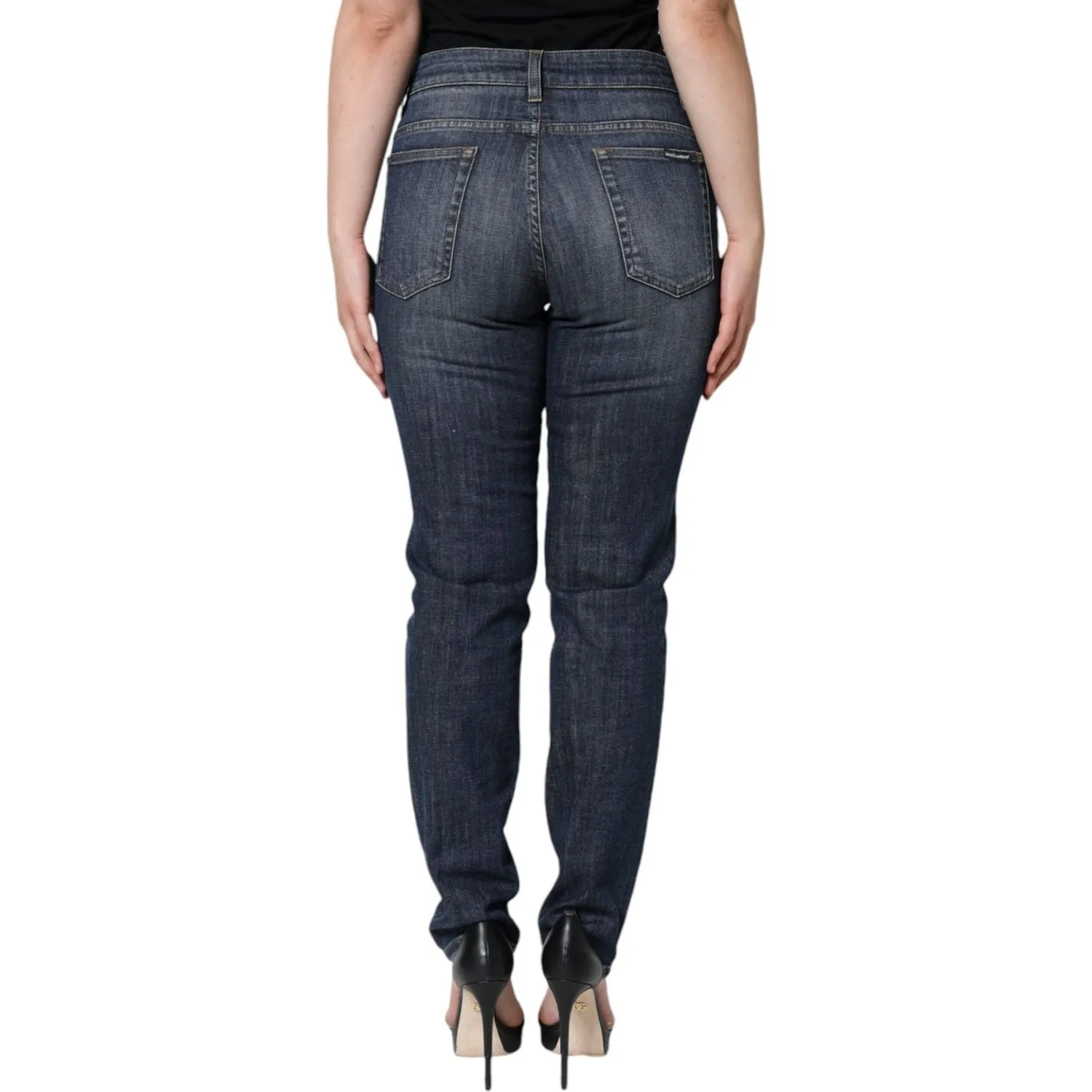 Dolce & Gabbana Dark Blue Cotton Stretch Skinny Denim Jeans