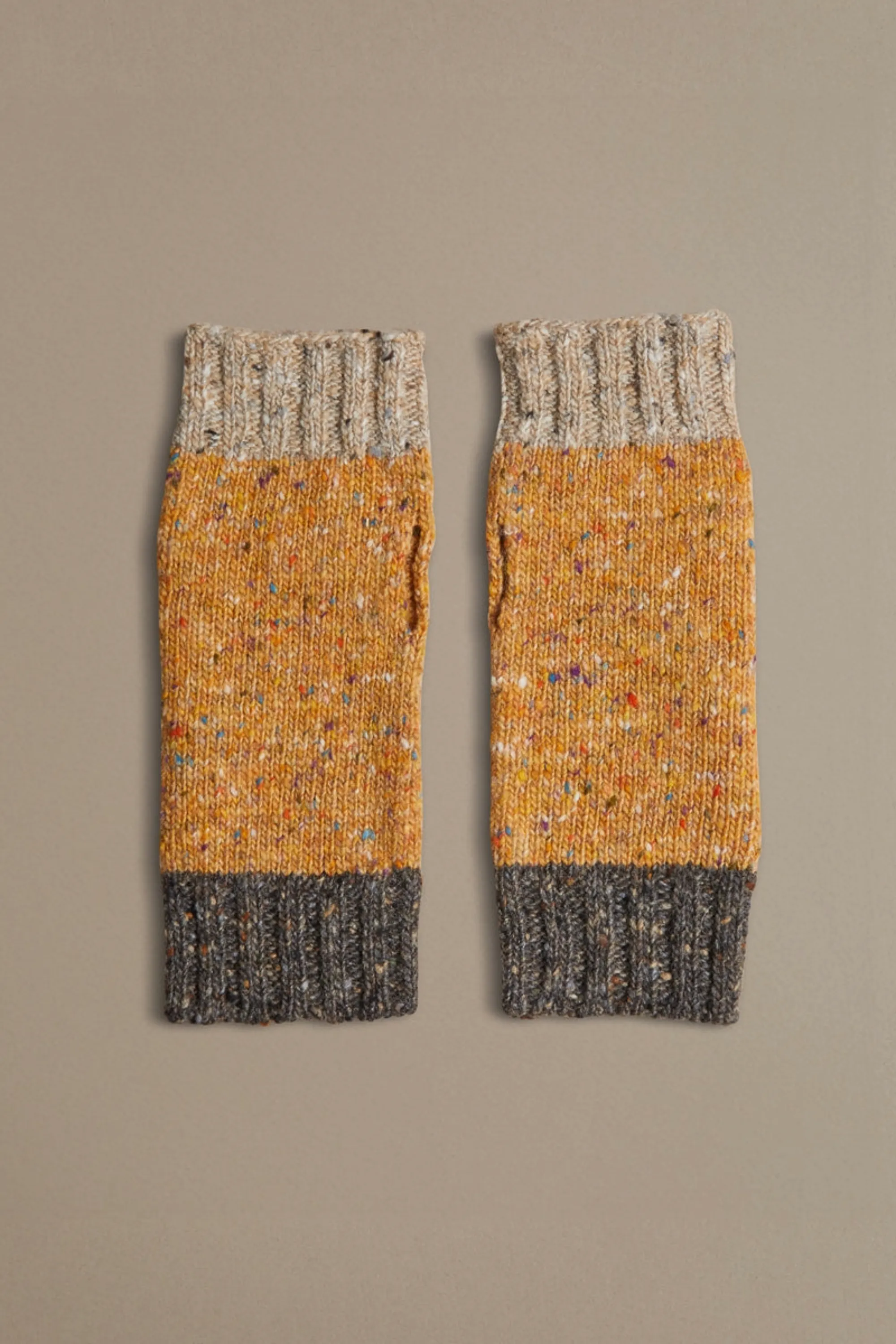 Donegal Wool Wrist Warmers | Yellow Confetti