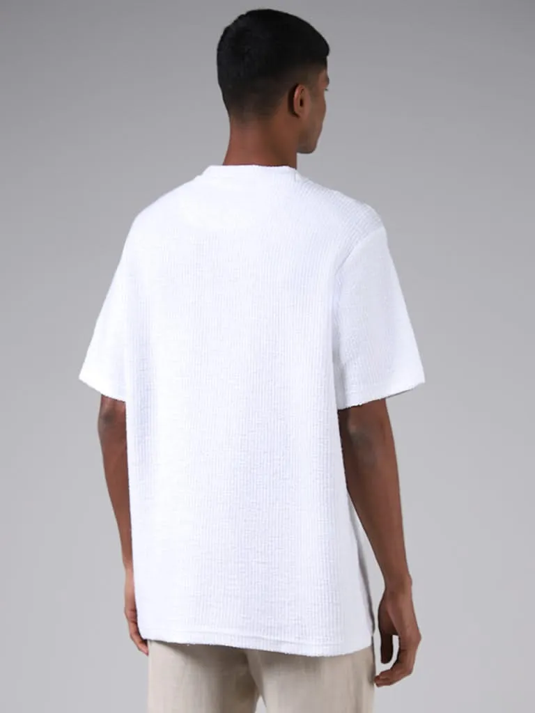 ETA White Self-Textured Cotton Relaxed-Fit T-Shirt