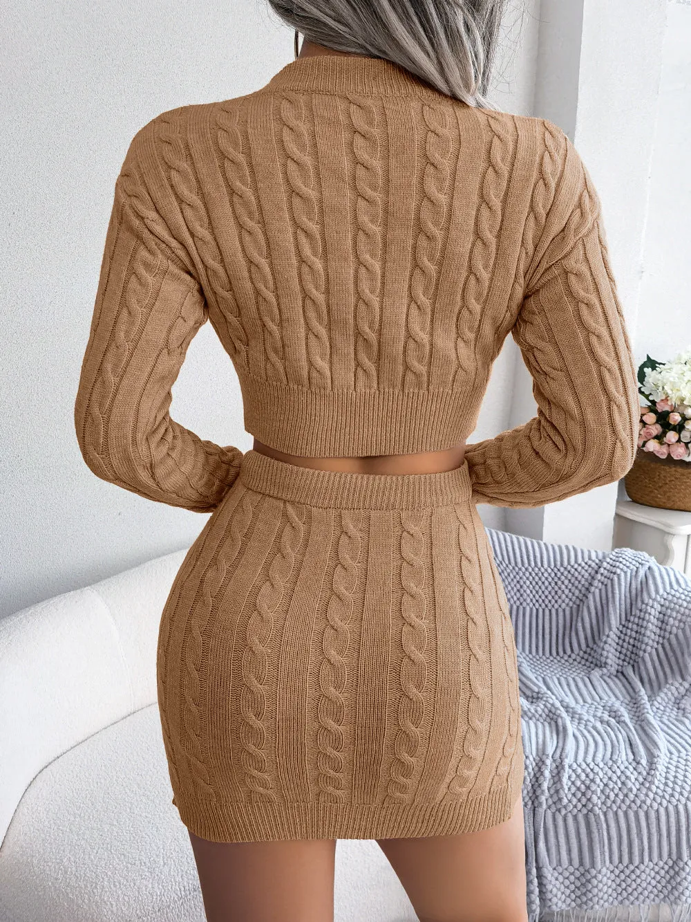 Falling in fashion Two Piece Sweater Dress | Knitted Co-ord Set | Two Piece Outfit Set