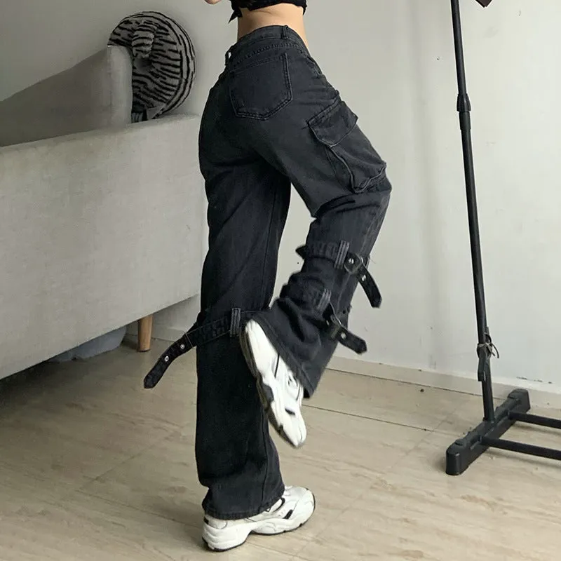 Fashion Ladies Tie Pocket Cargo Pants