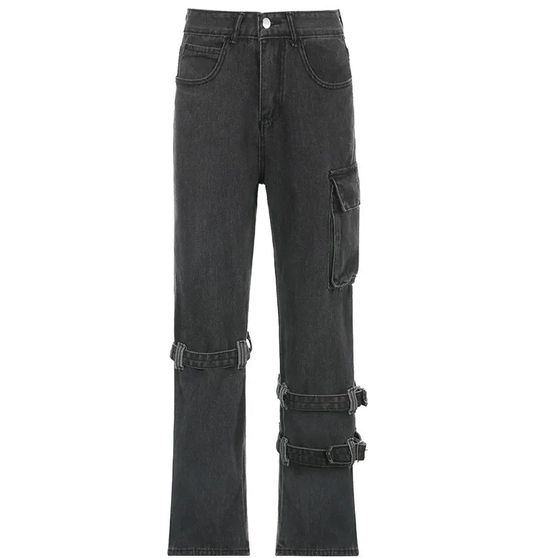 Fashion Ladies Tie Pocket Cargo Pants