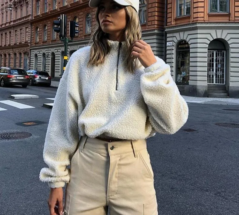 Faux Lambswool Pullover Crop Top