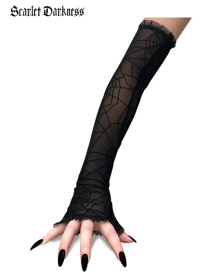 Gocthic Spider Long Fingerless Gloves Cosplay Halloween