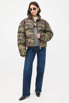 Green & Brown Camouflage Modular Puffer Jacket