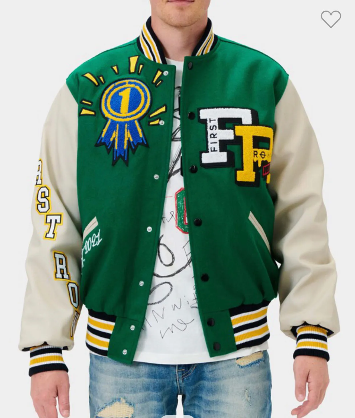 Green UNISEX varsity jacket