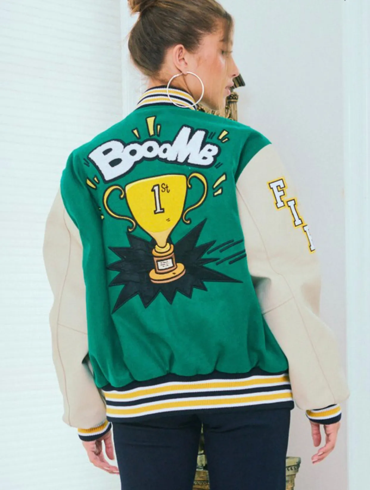 Green UNISEX varsity jacket