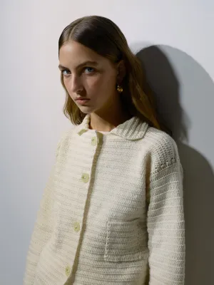 Hand-knitted ivory jacket