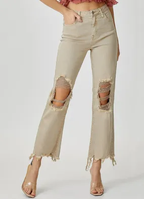 High Rise Straight Jean in Sand by Risen