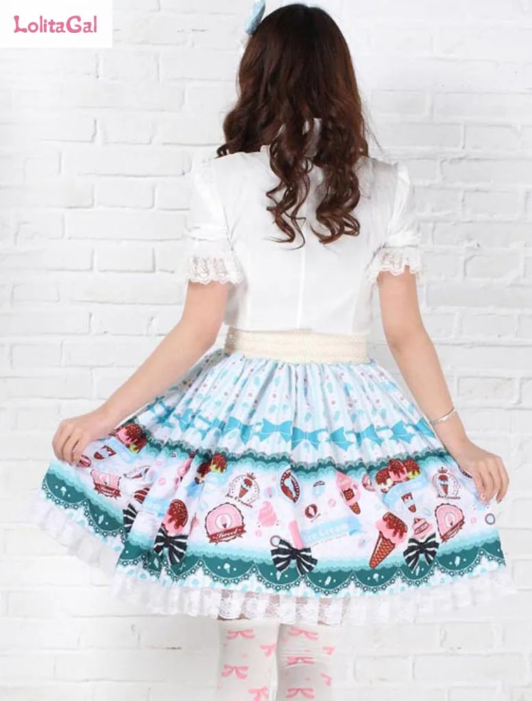 Icecream & Cookie ~ Sweet Printed Short A line Lolita Skirt