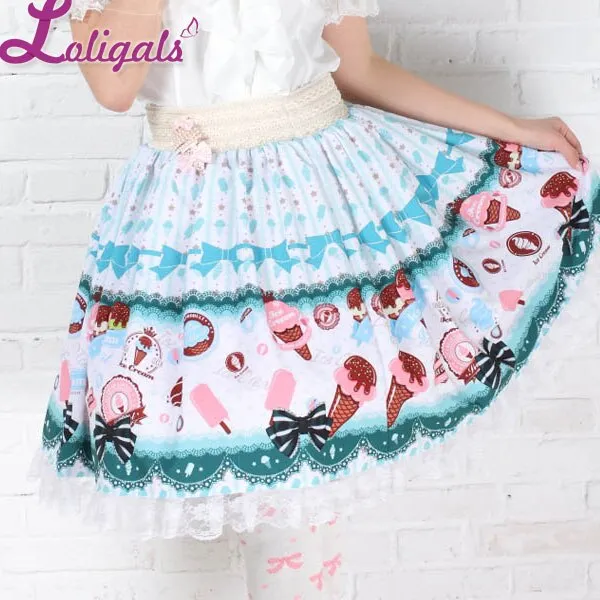 Icecream & Cookie ~ Sweet Printed Short A line Lolita Skirt