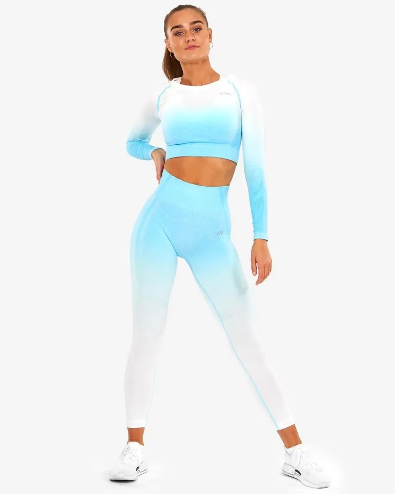 ICIW Ombre Seamless L-S Crop Top - Ocean Blue