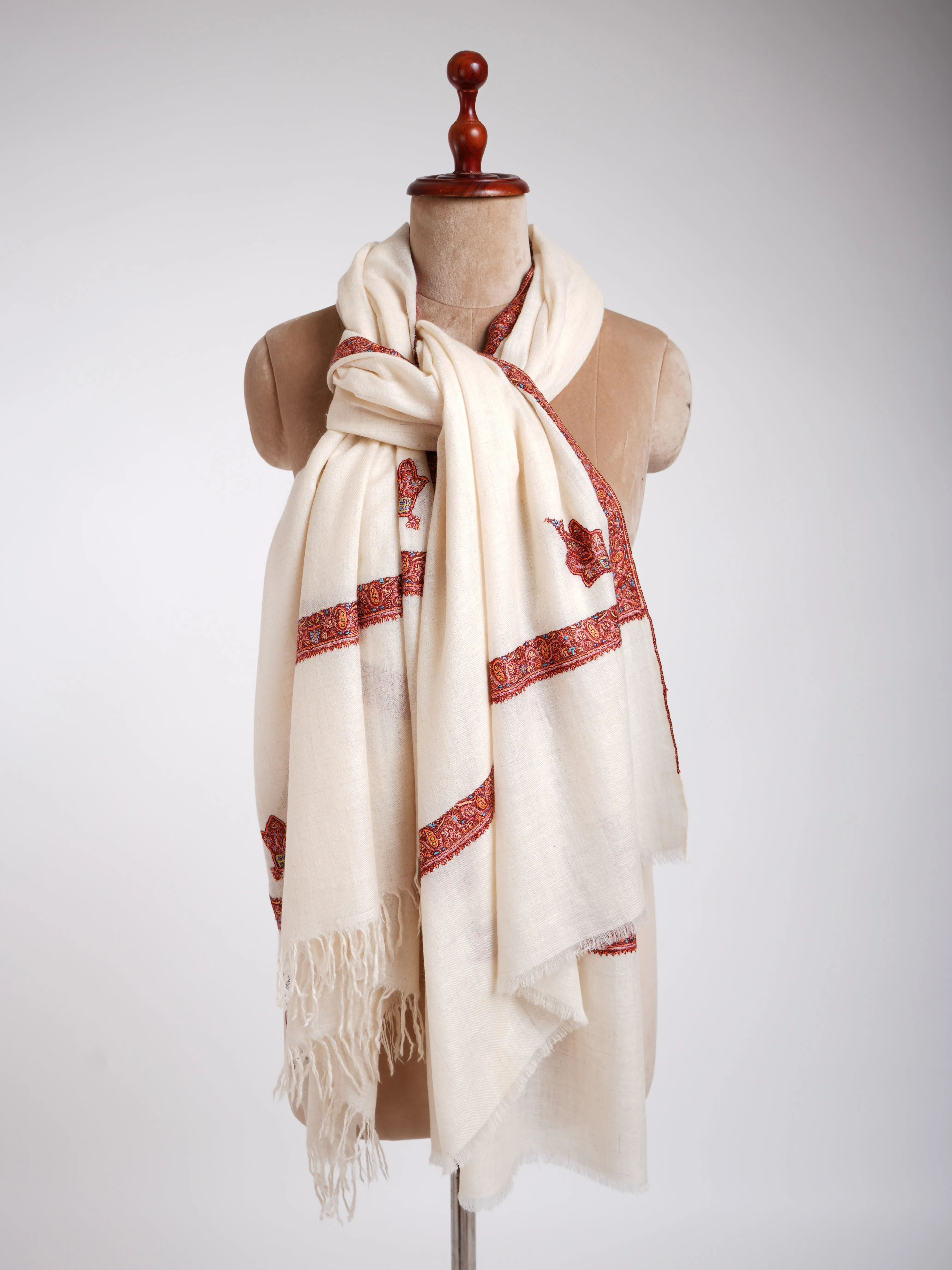 Ivory Handmade Authentic Pashmina Shawl