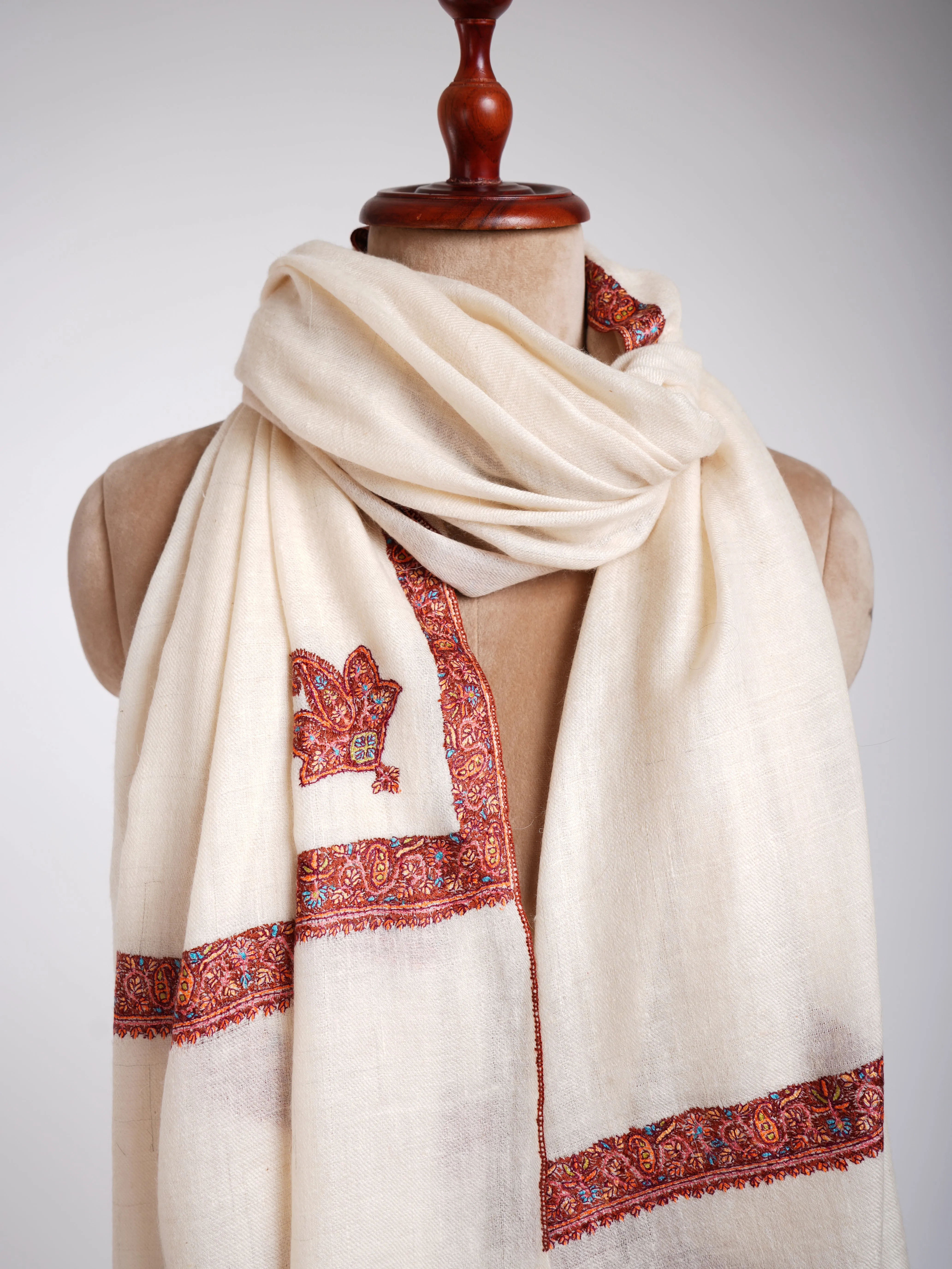 Ivory Handmade Authentic Pashmina Shawl