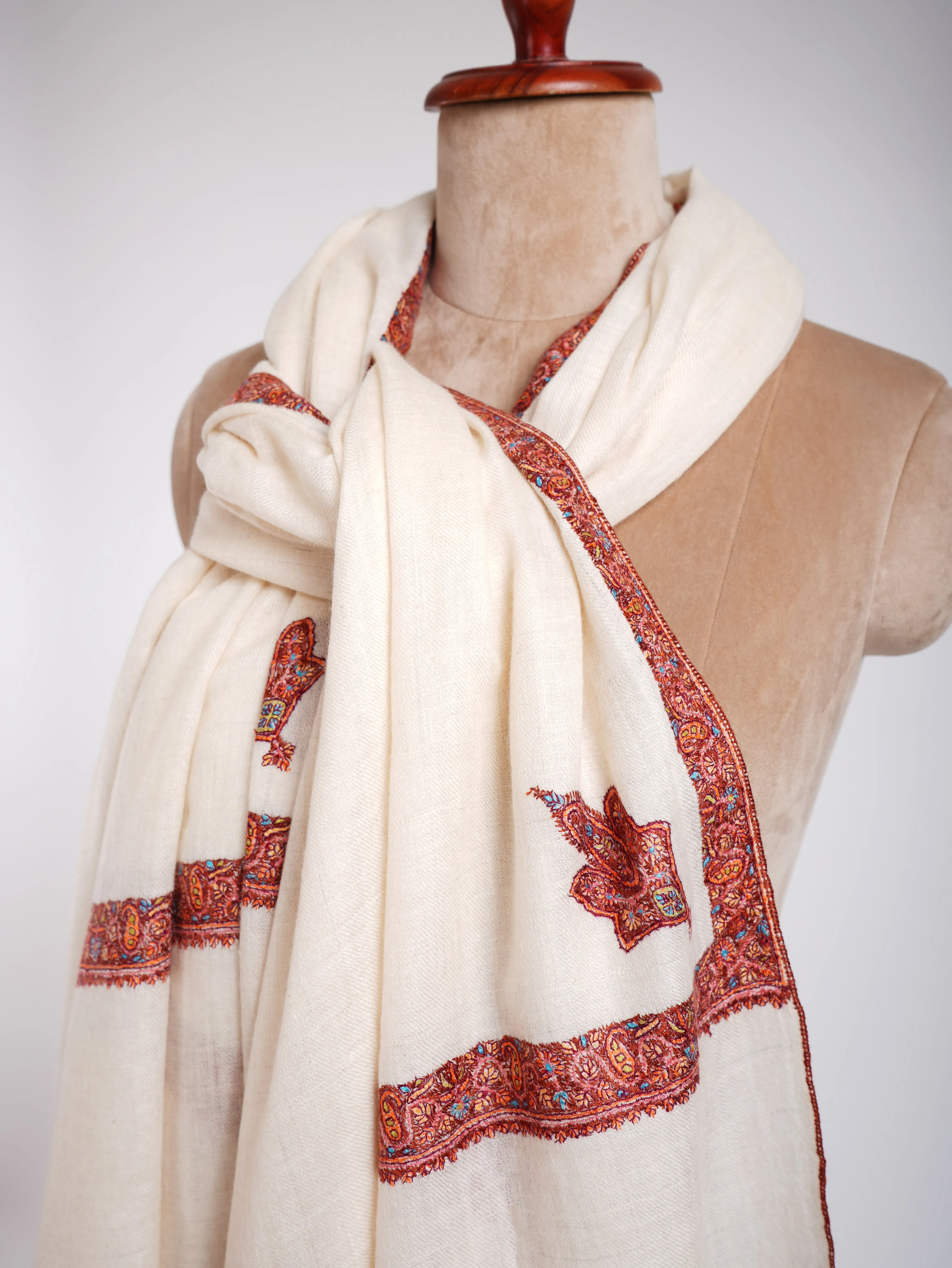 Ivory Handmade Authentic Pashmina Shawl