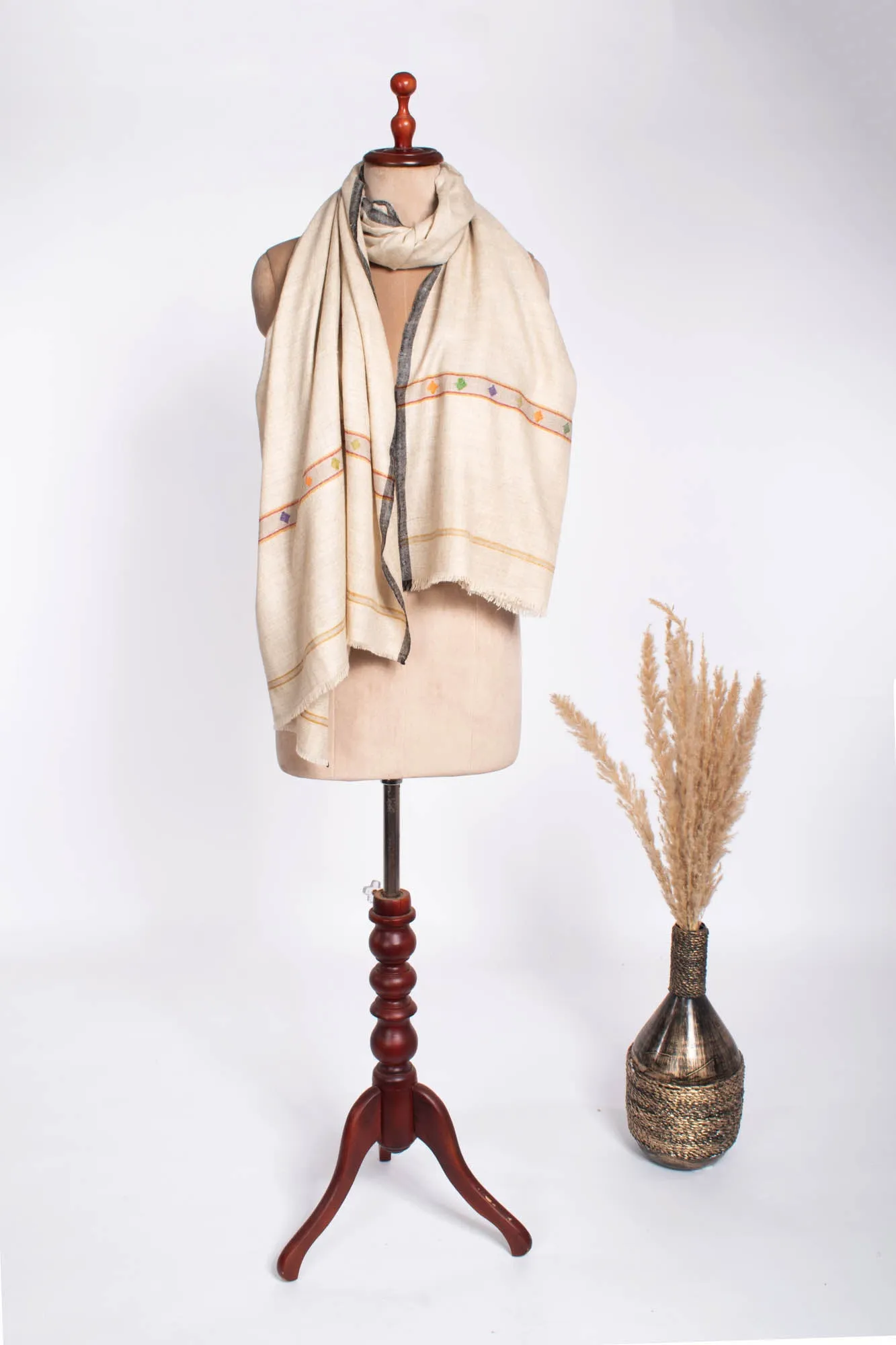 Jaenjar Kani Woven Stripe Pashmina Shawl - STOCKPORT