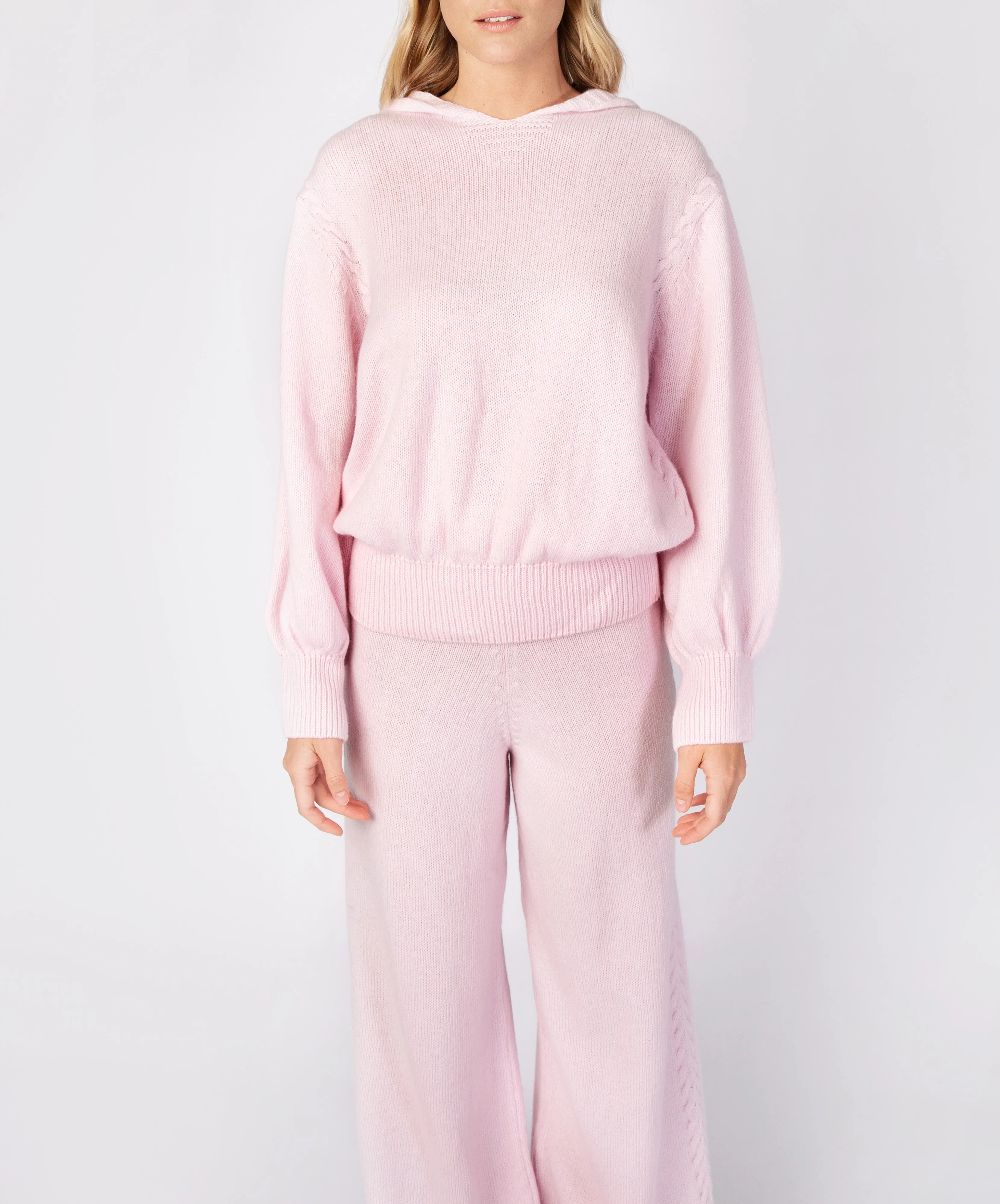 Jersey Cropped Hoodie Blush