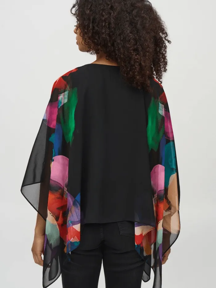 Joseph Ribkoff Chiffon Abstract Print Poncho Top 244174 Col 178