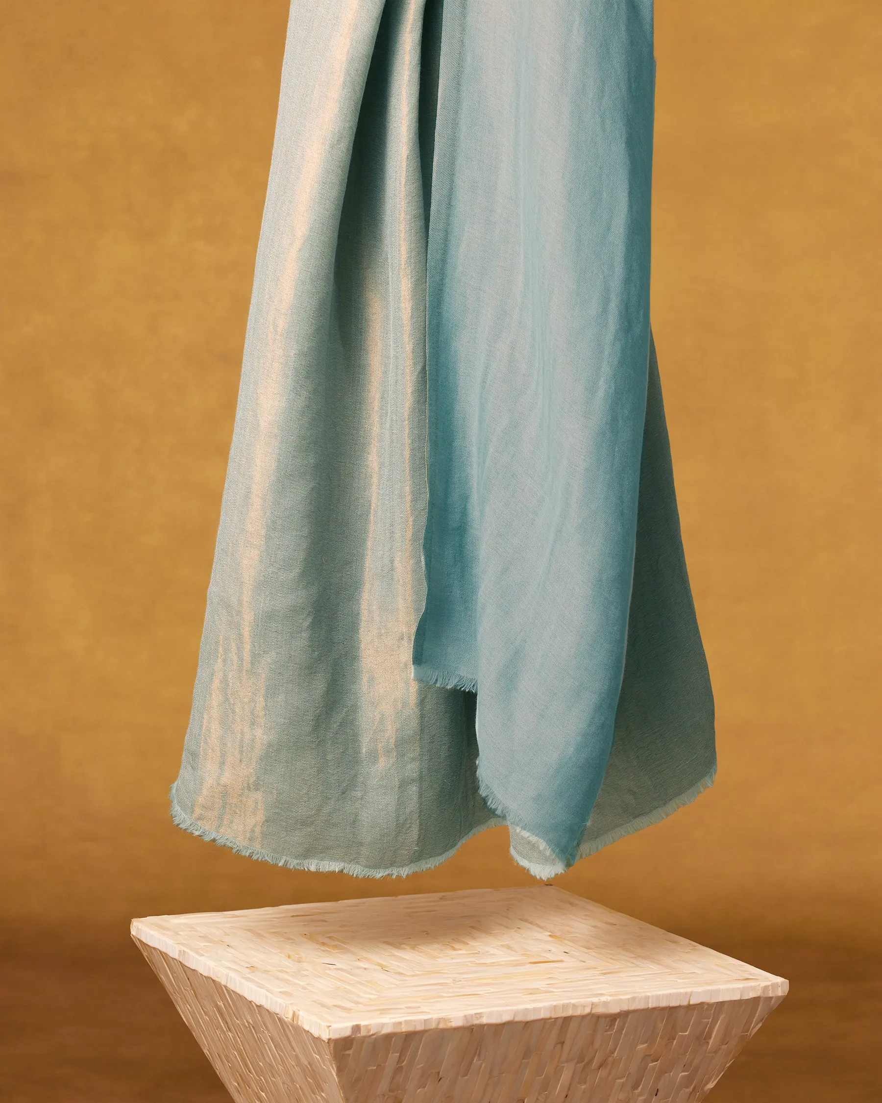 Josephine Reversible Pashmina Shawl in Gold Shimmer Teal