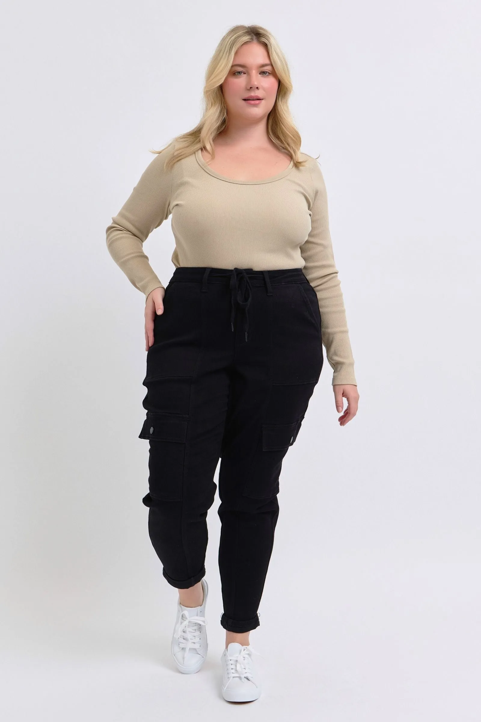 Judy Blue High Waist Cargo Cuff Black Jogger Denim 88910