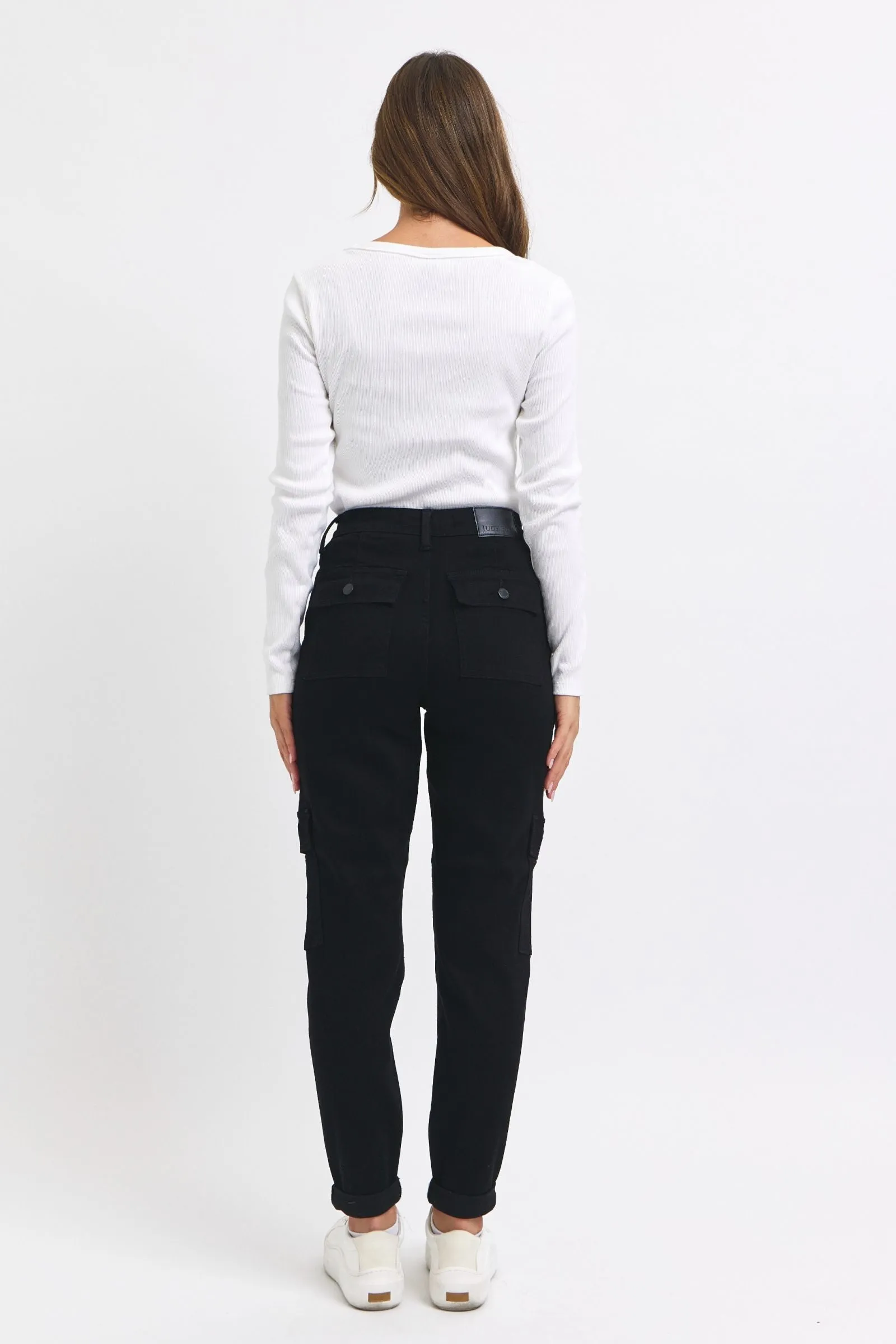 Judy Blue High Waist Cargo Cuff Black Jogger Denim 88910