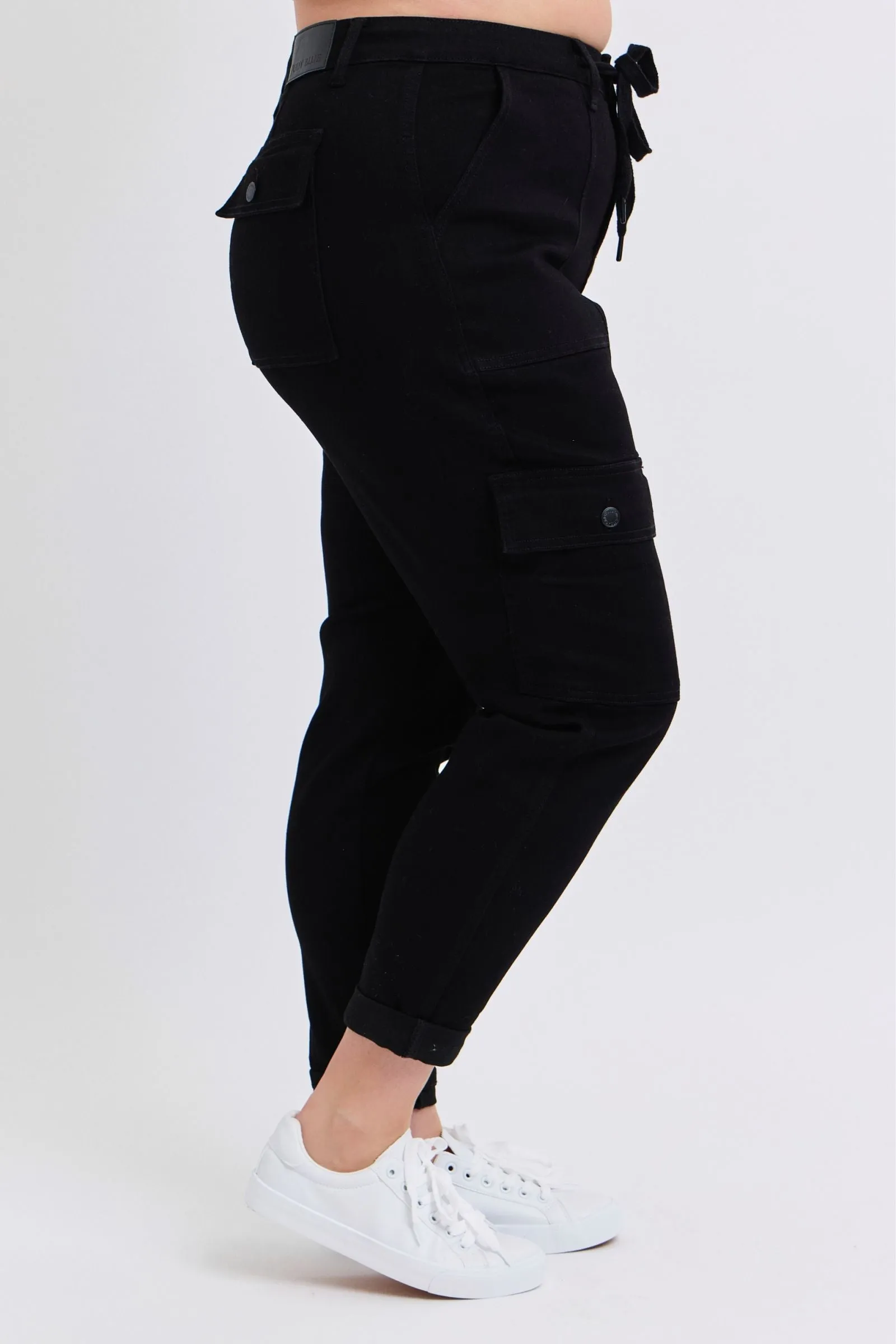 Judy Blue High Waist Cargo Cuff Black Jogger Denim 88910