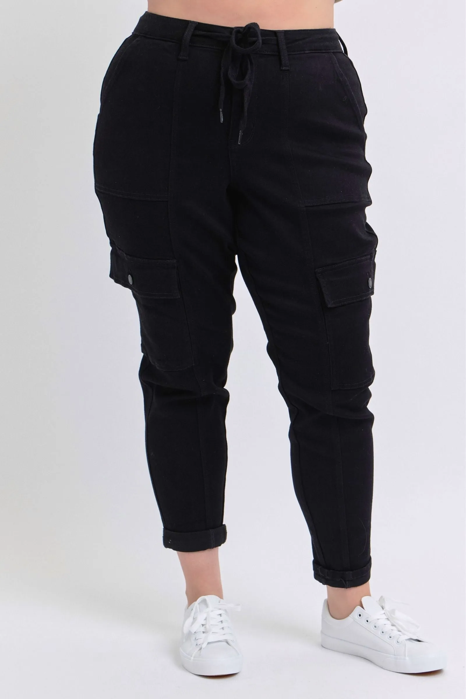 Judy Blue High Waist Cargo Cuff Black Jogger Denim 88910